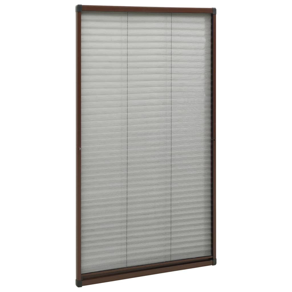 Pleated Insect Screen for Windows, Aluminum, Brown, 80x160 cm