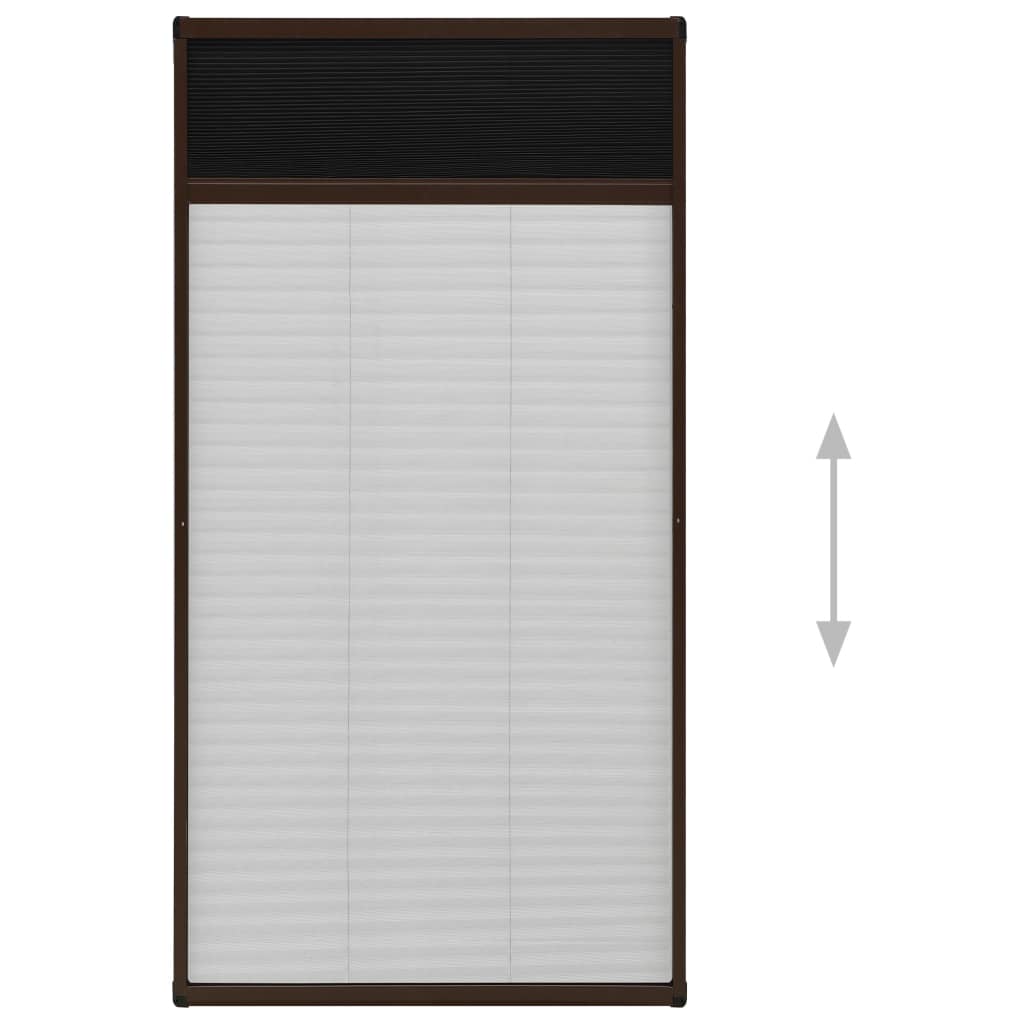 Pleated Insect Screen for Windows, Aluminum, Brown, 80x160 cm