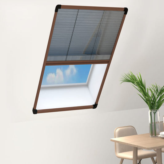 Insektenschutz-Plissee für Fenster Aluminium Braun 80x160 cm