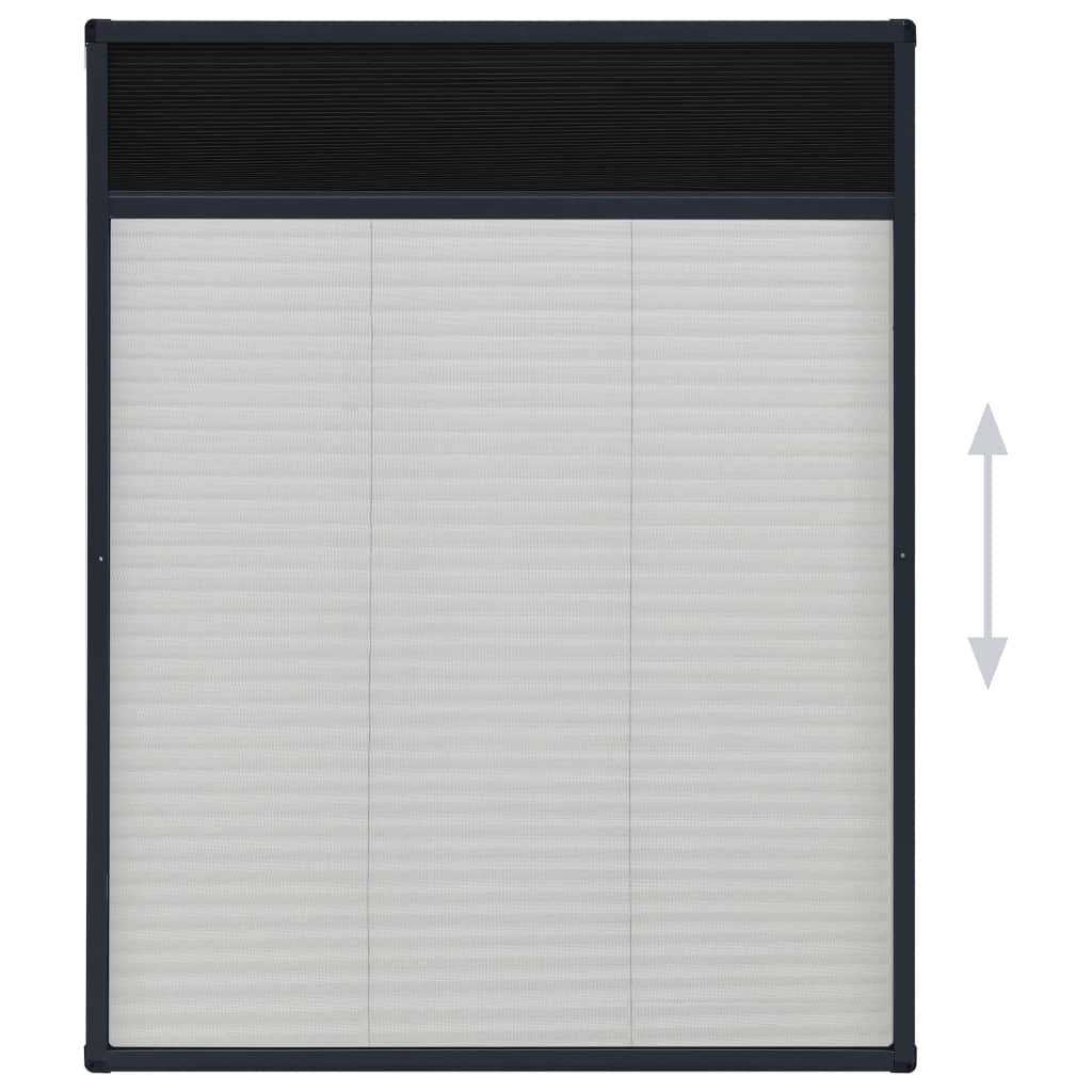 Insect screen pleated blind for windows aluminum anthracite 60x80cm