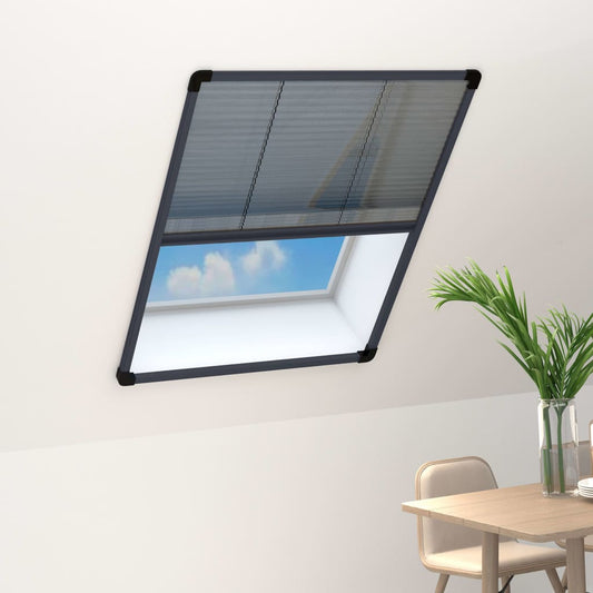 Insect screen pleated blind for windows aluminum anthracite 60x80cm