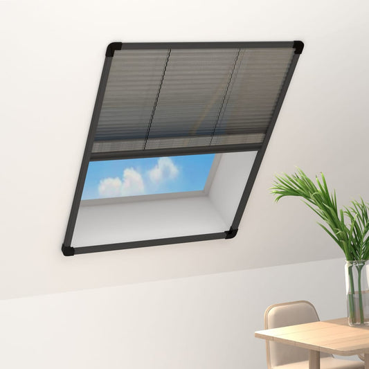 Insect Screen Pleated Blind for Windows Aluminum Anthracite 80x100cm