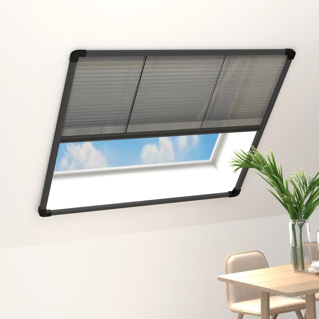 Insect Screen Pleat for Windows Aluminum Anthracite 120x120 cm
