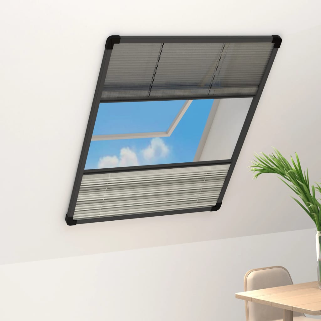 Moustiquaire plissée pour fenêtre aluminium 60x80 cm avec store intégré