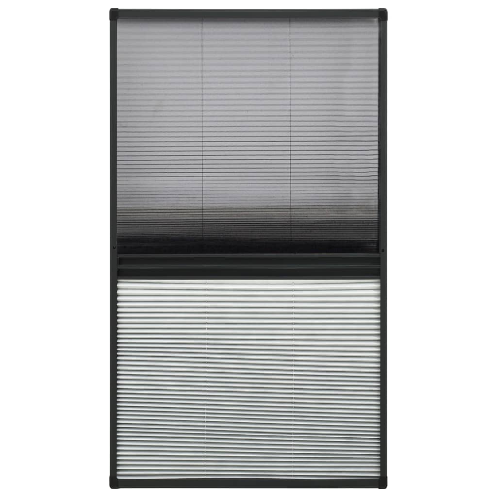 Pleated insect screen for windows, aluminium, 80x160 cm, with blind