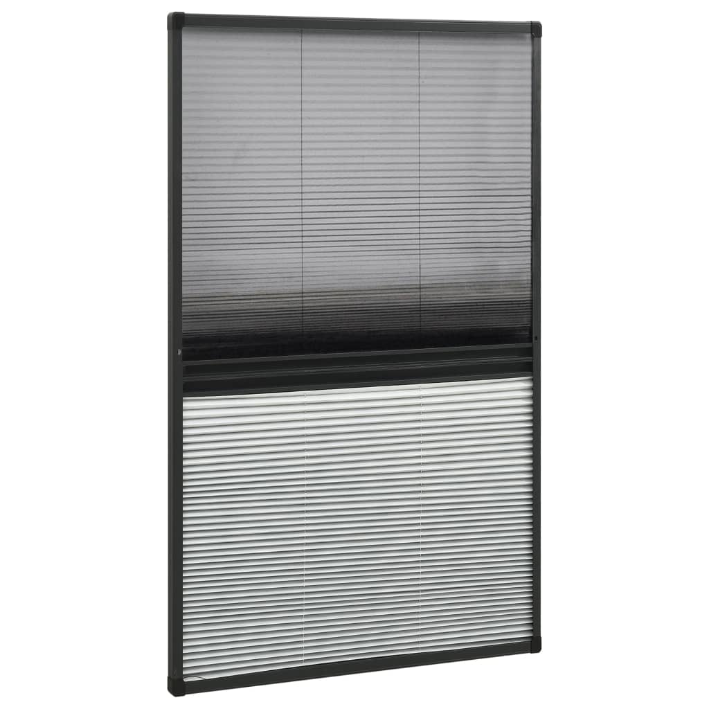 Pleated insect screen for windows, aluminium, 80x160 cm, with blind