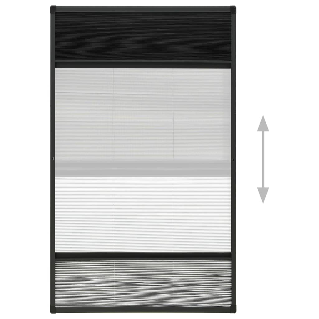Pleated insect screen for windows, aluminium, 80x160 cm, with blind
