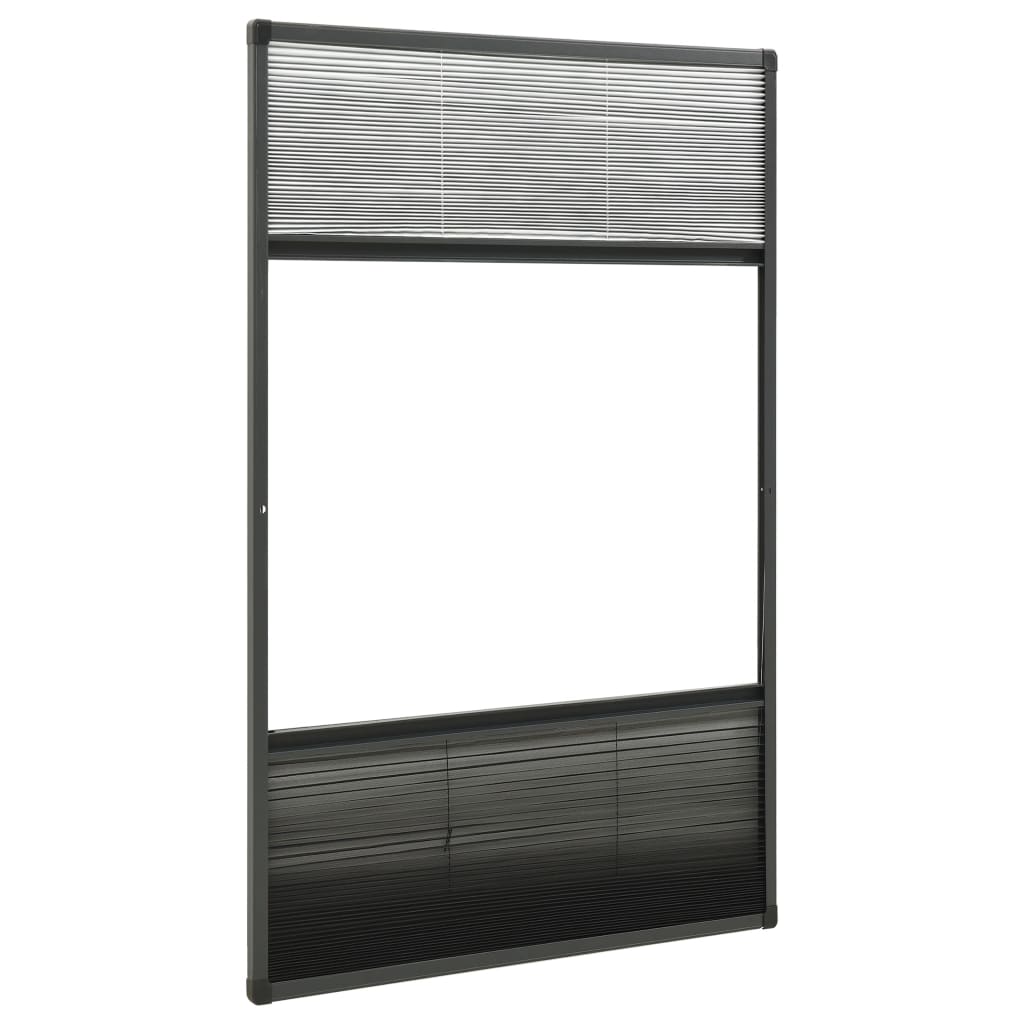 Pleated insect screen for windows, aluminium, 80x160 cm, with blind