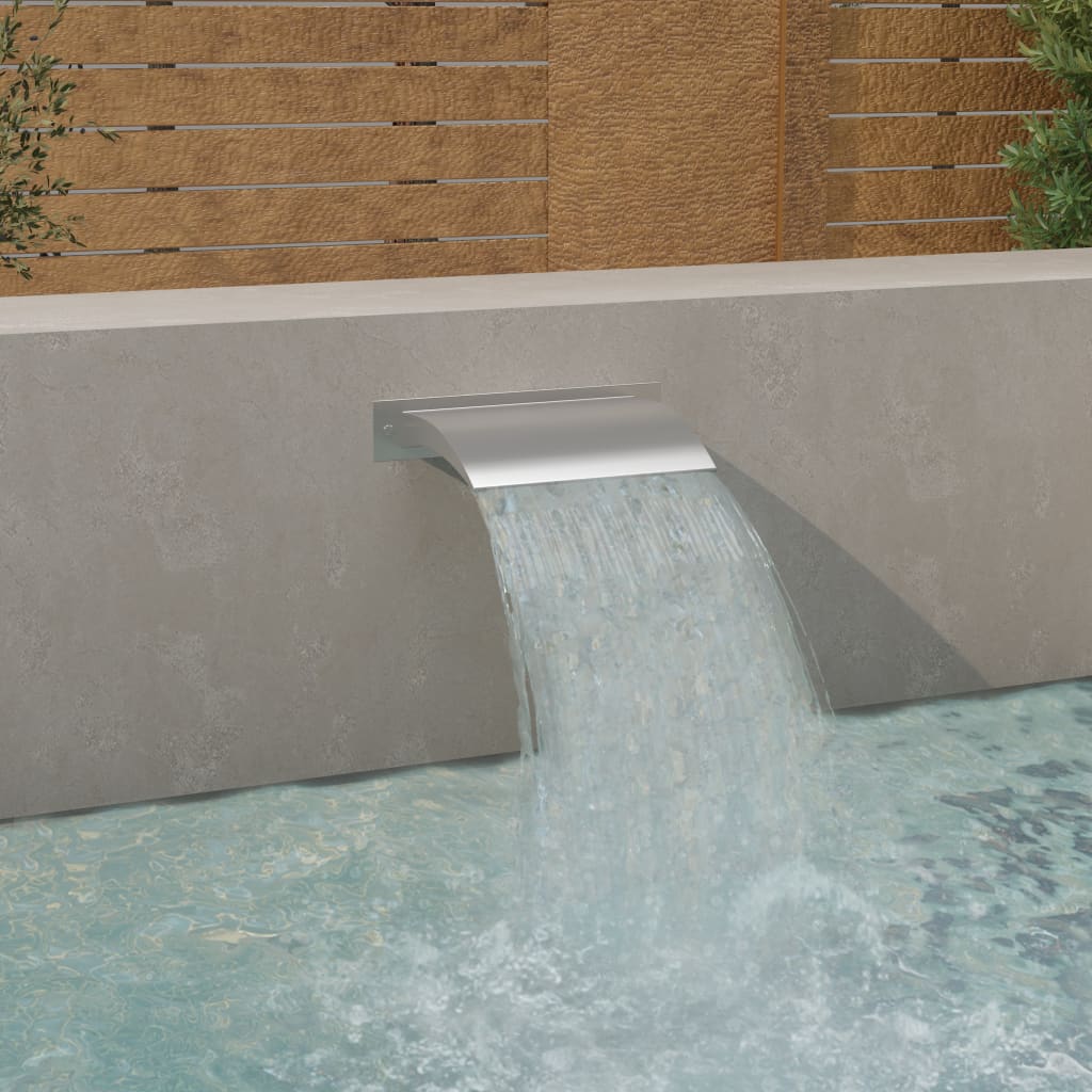 Cascade de piscine argentée 45x26x13 cm en acier inoxydable