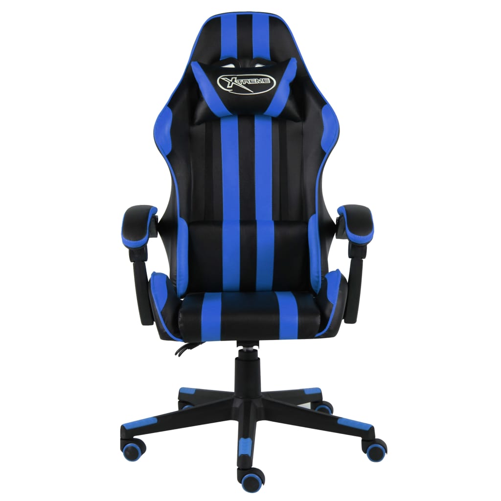 Fauteuil de jeu similicuir noir et bleu