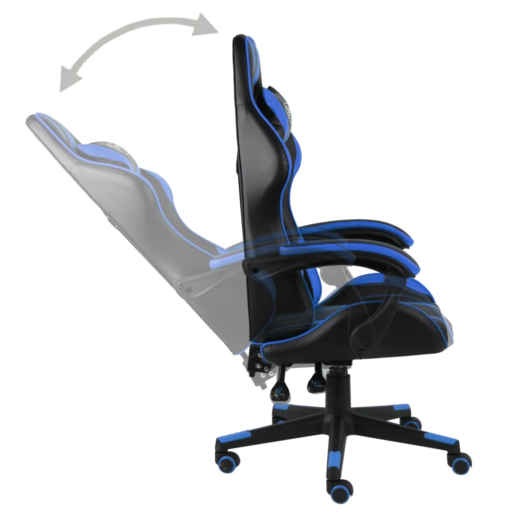 Fauteuil de jeu similicuir noir et bleu