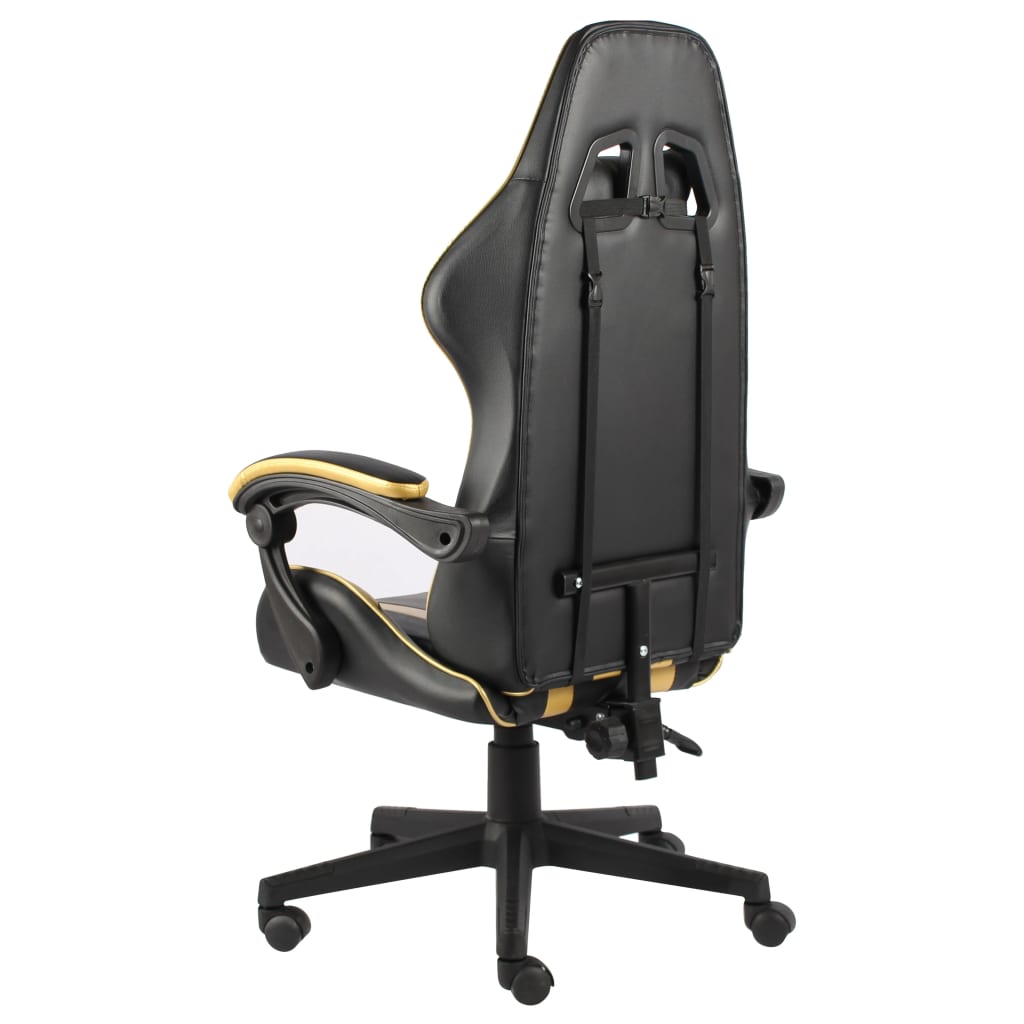Chaise gamer en simili cuir noir et doré