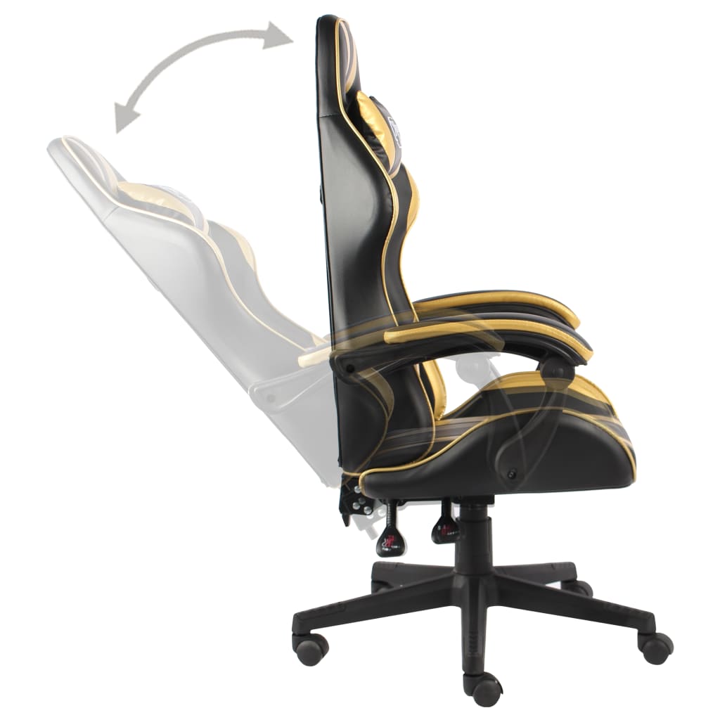 Chaise gamer en simili cuir noir et doré