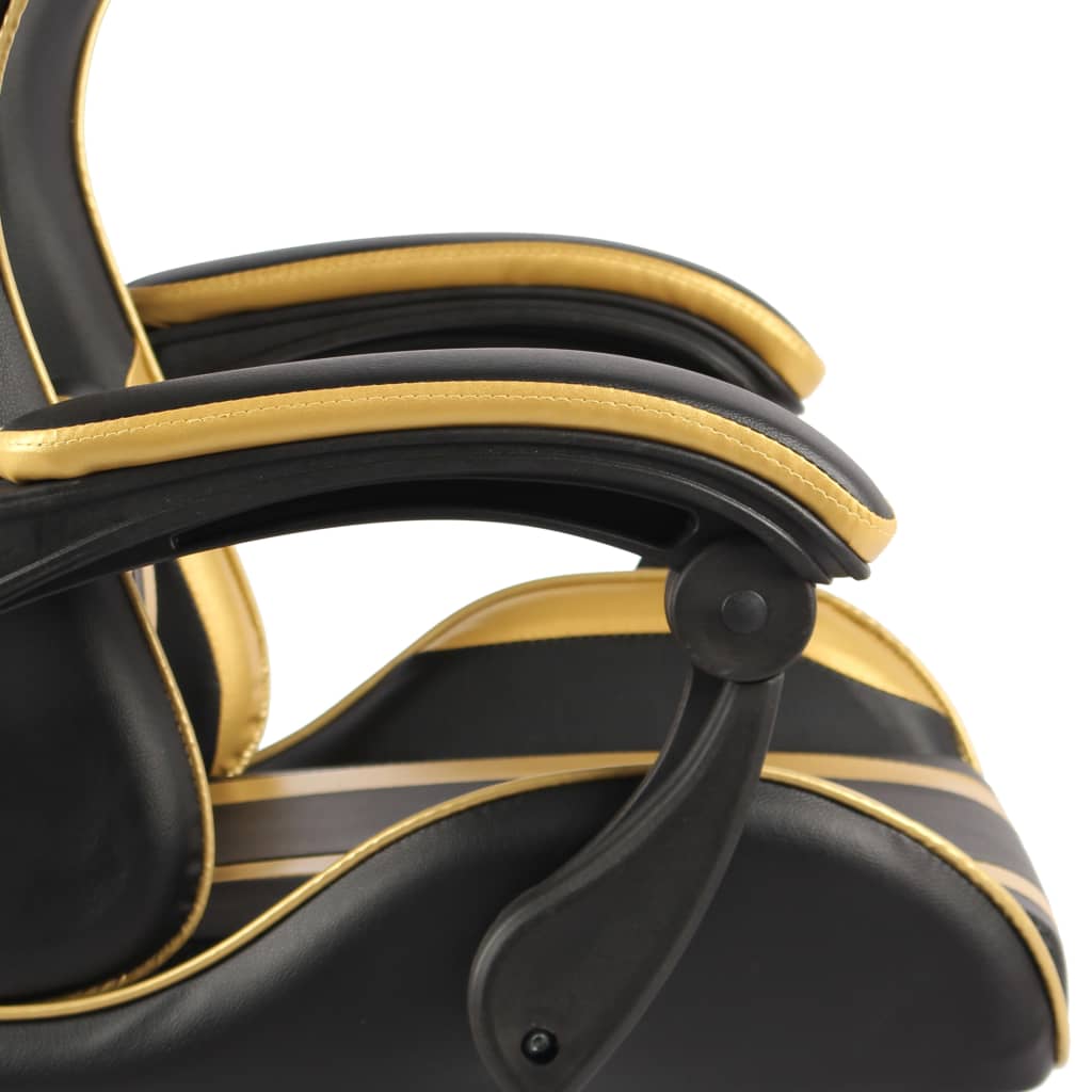 Chaise gamer en simili cuir noir et doré