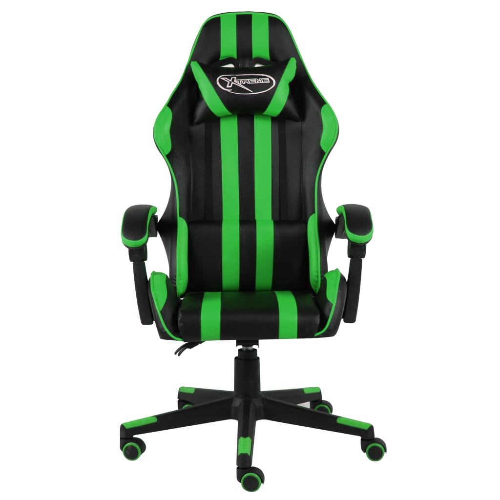 Chaise gaming simili cuir noir et vert