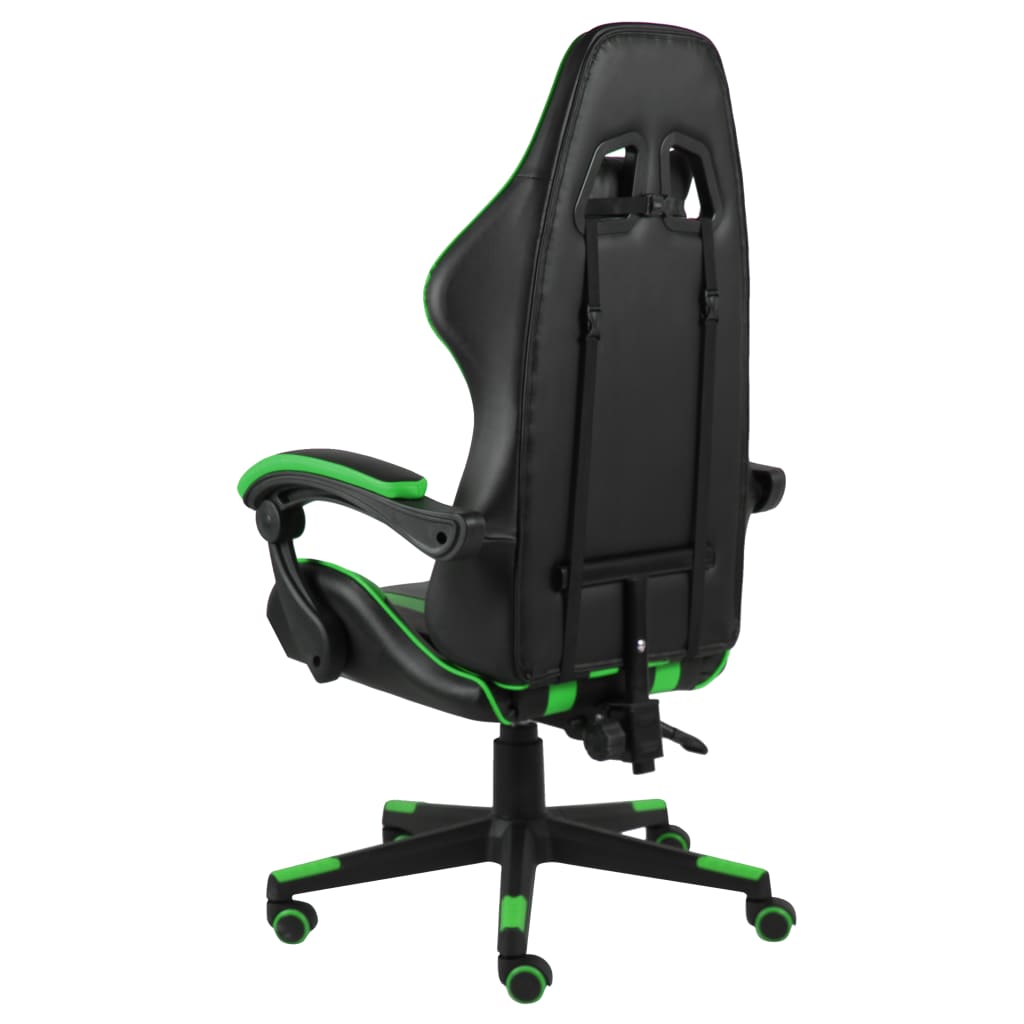 Chaise gaming simili cuir noir et vert