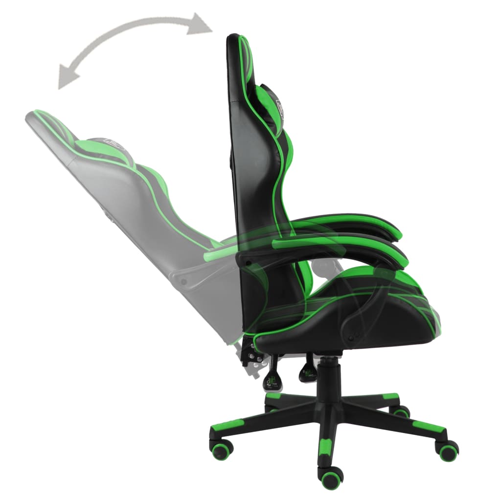 Chaise gaming simili cuir noir et vert