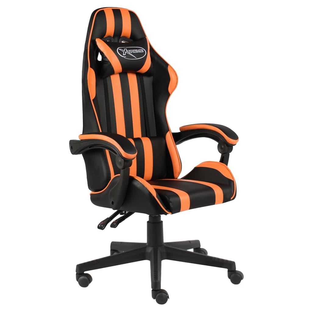 Chaise de jeu similicuir noir et orange