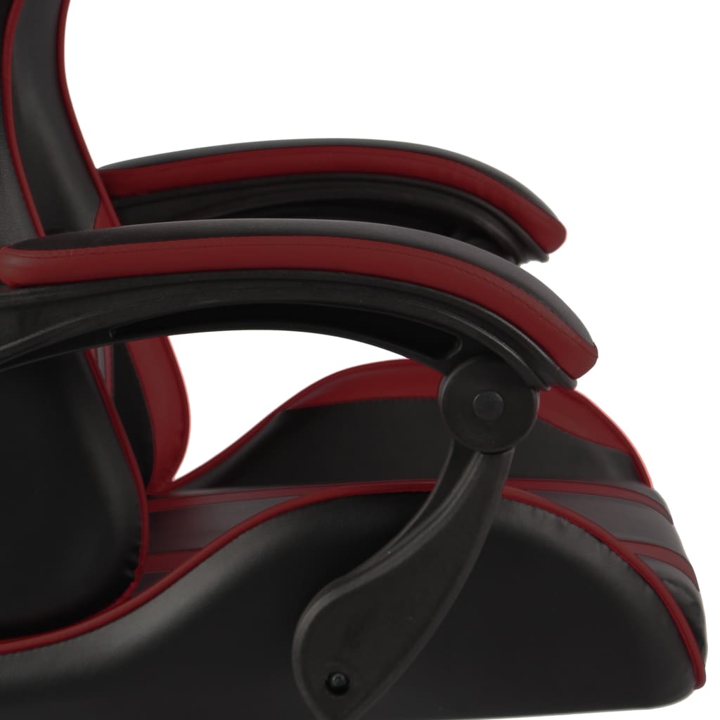 Fauteuil de gaming avec repose-pieds en similicuir noir et bordeaux
