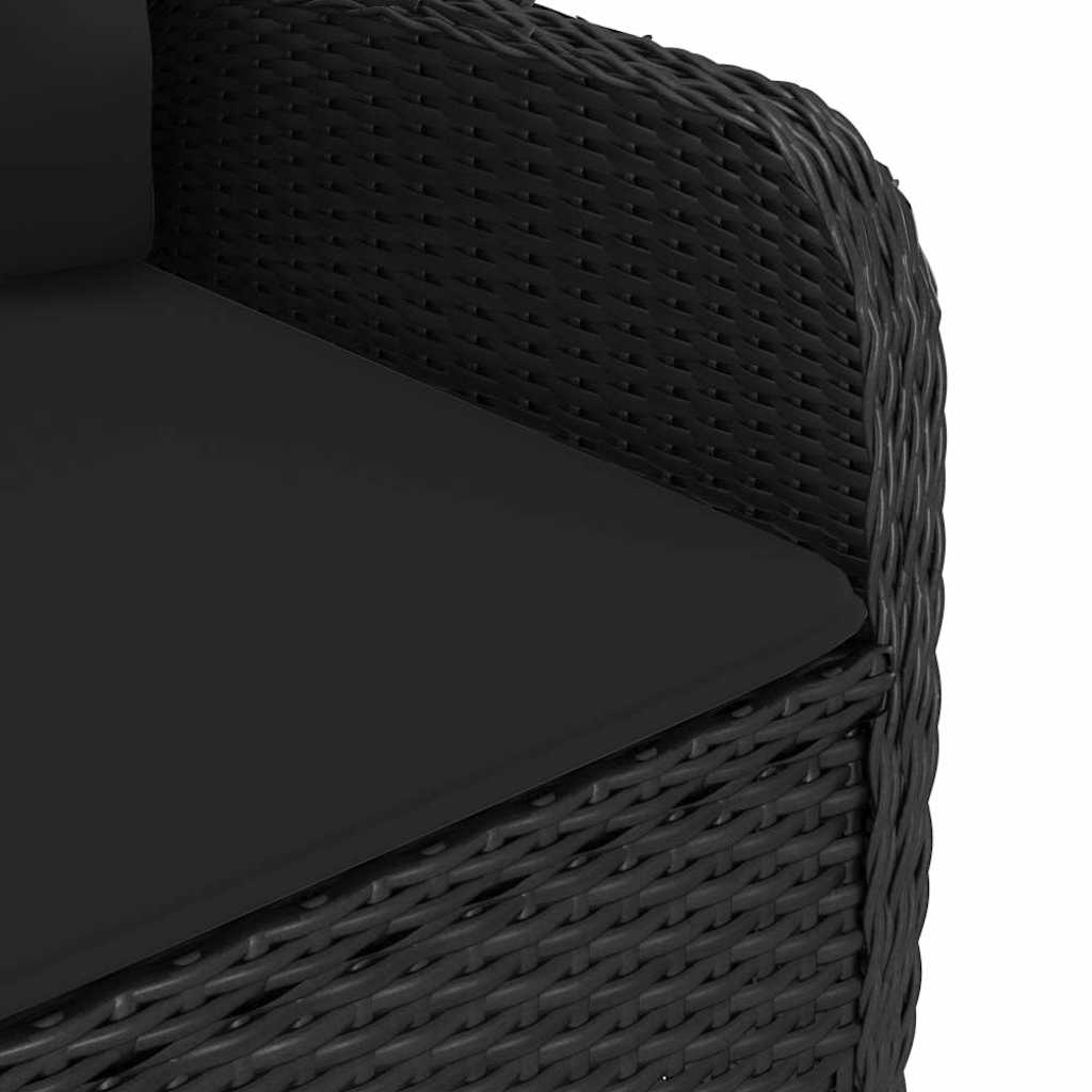 5-tlg. Garten-Essgruppe Poly Rattan und Akazienholz Schwarz