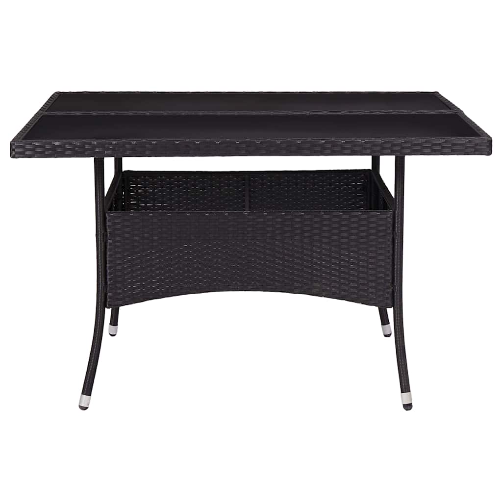 9-tlg. Garten-Essgruppe Poly Rattan und Glas Schwarz
