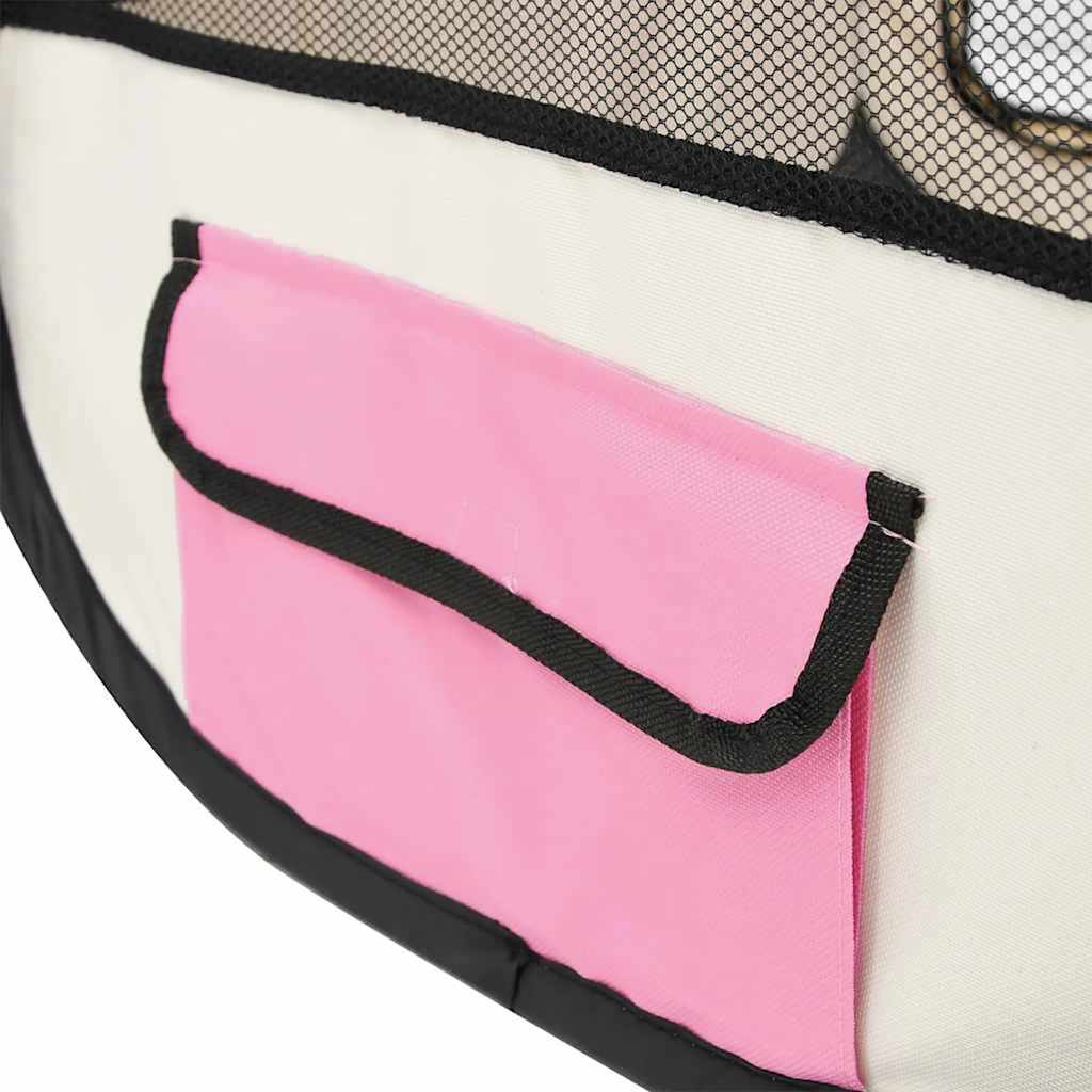 Faltbarer Welpenlaufstall mit Tragetasche Rosa 90x90x58 cm