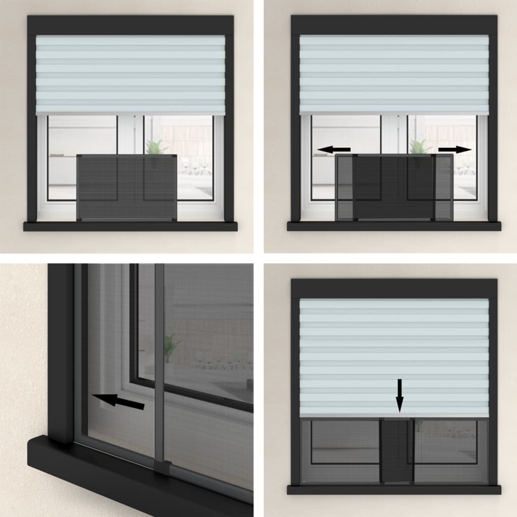 Moustiquaire télescopique pour fenêtre Anthracite (100-193)x75 cm
