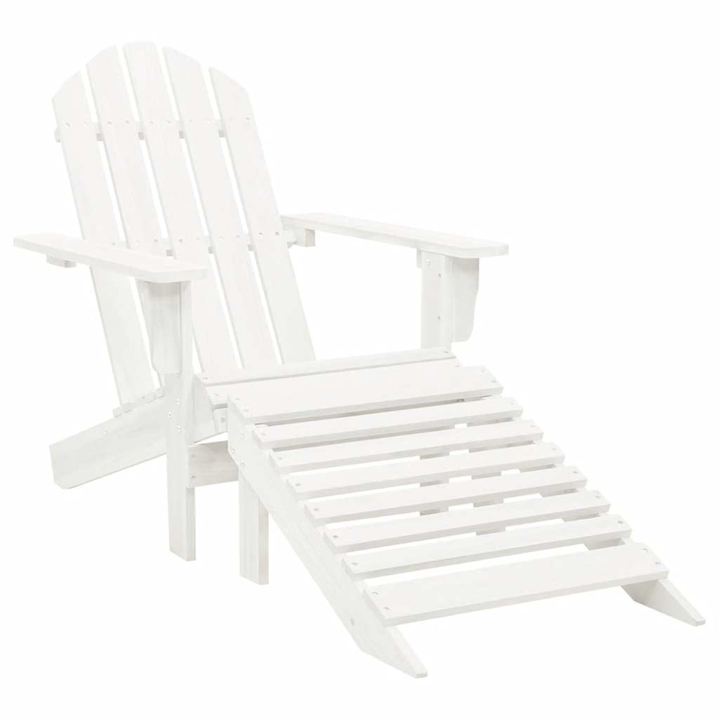 Adirondack-Gartenstuhl mit Fußstütze & Tisch Tannenholz Weiß