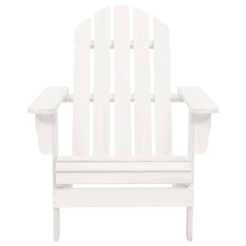 Adirondack-Gartenstuhl mit Fußstütze & Tisch Tannenholz Weiß