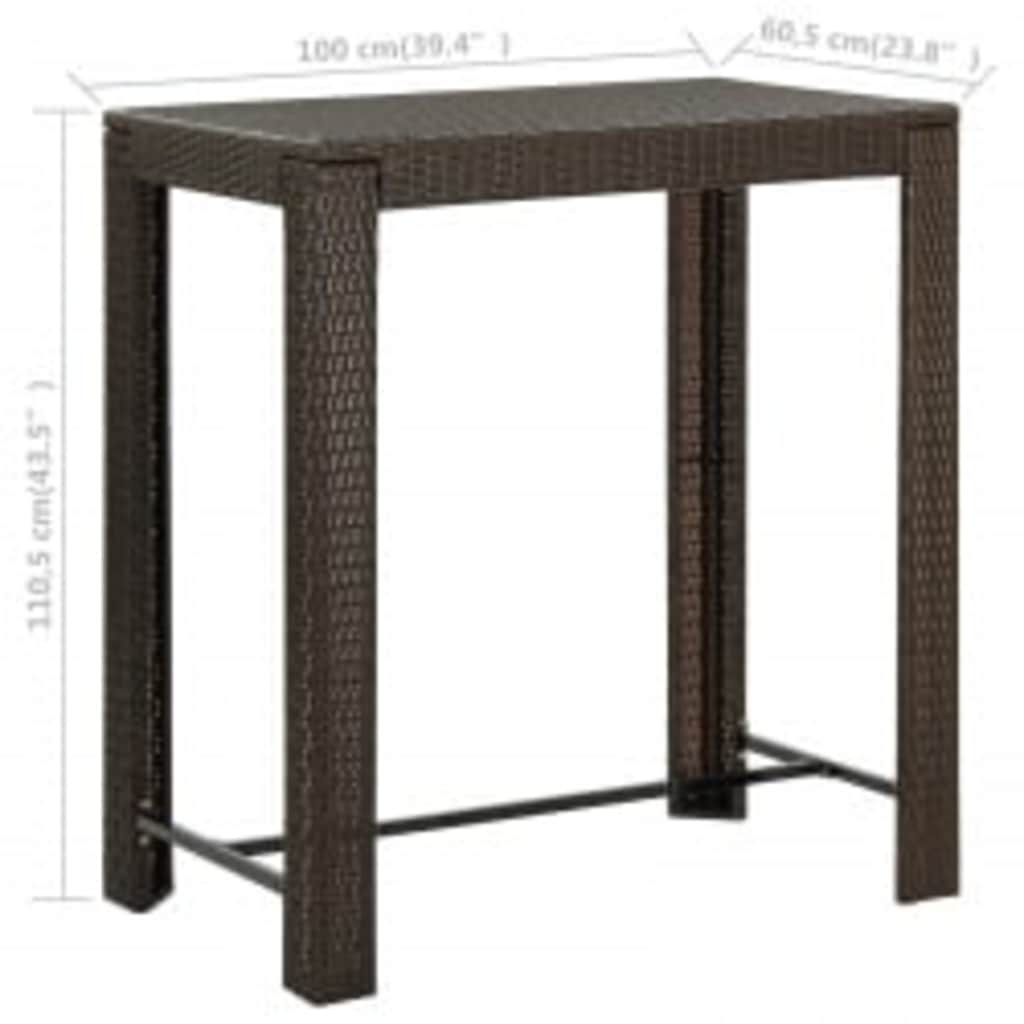 5-tlg. Garten-Bar-Set mit Armlehnen Poly Rattan Braun