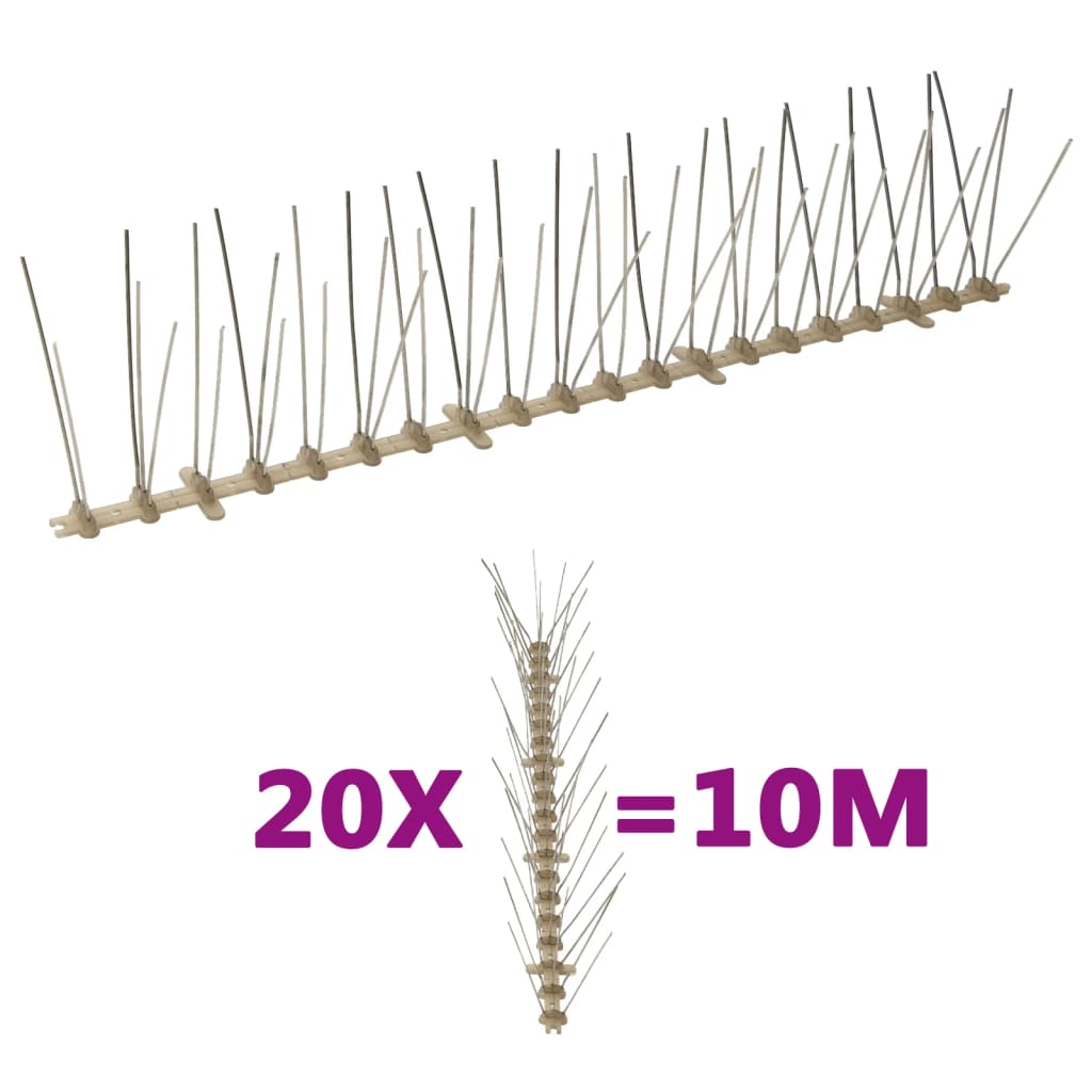20-tlg. Vogelabwehr-Spikes-Set 10 m Kunststoff 5-reihig