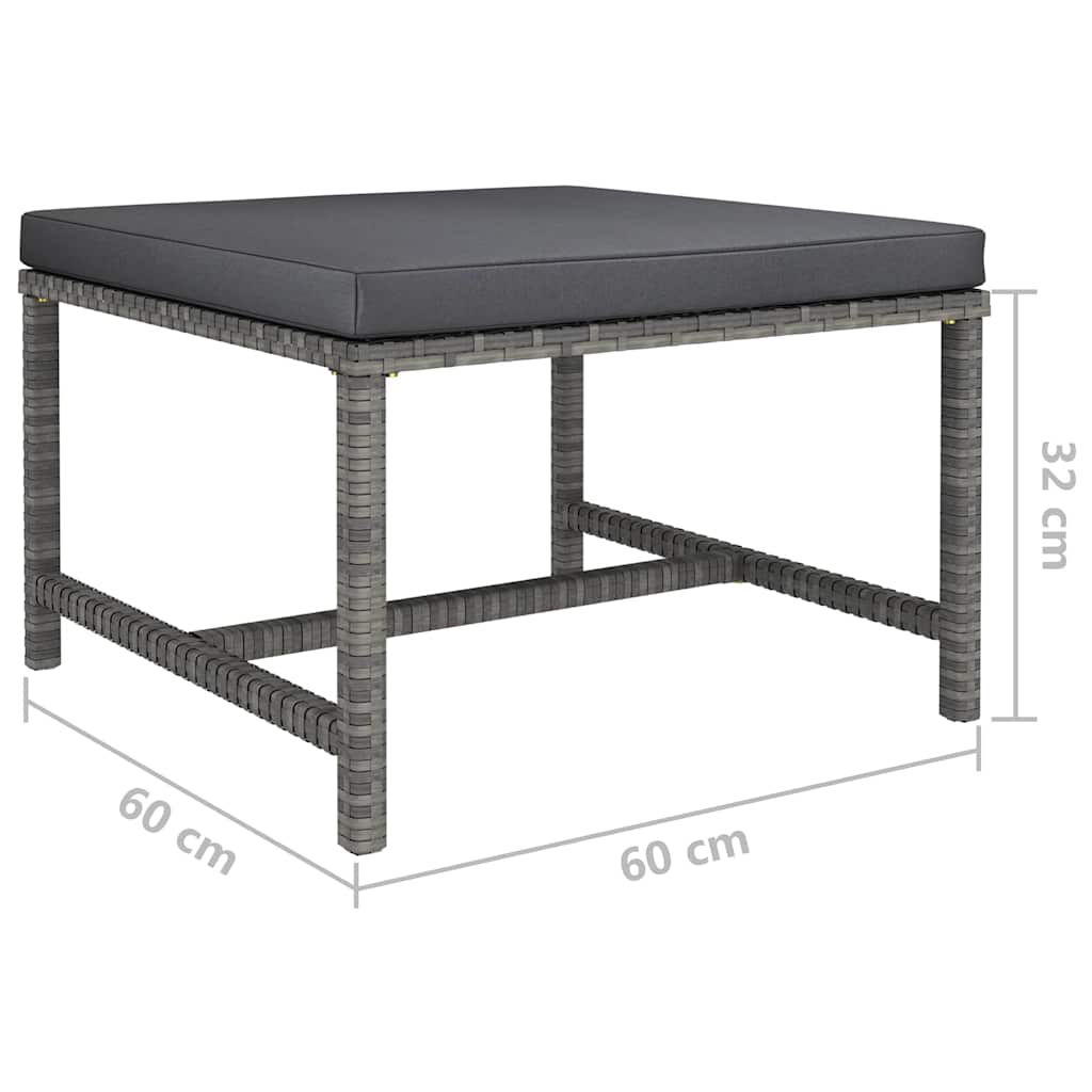 7-tlg. Garten-Lounge-Set mit Kissen Poly Rattan Grau