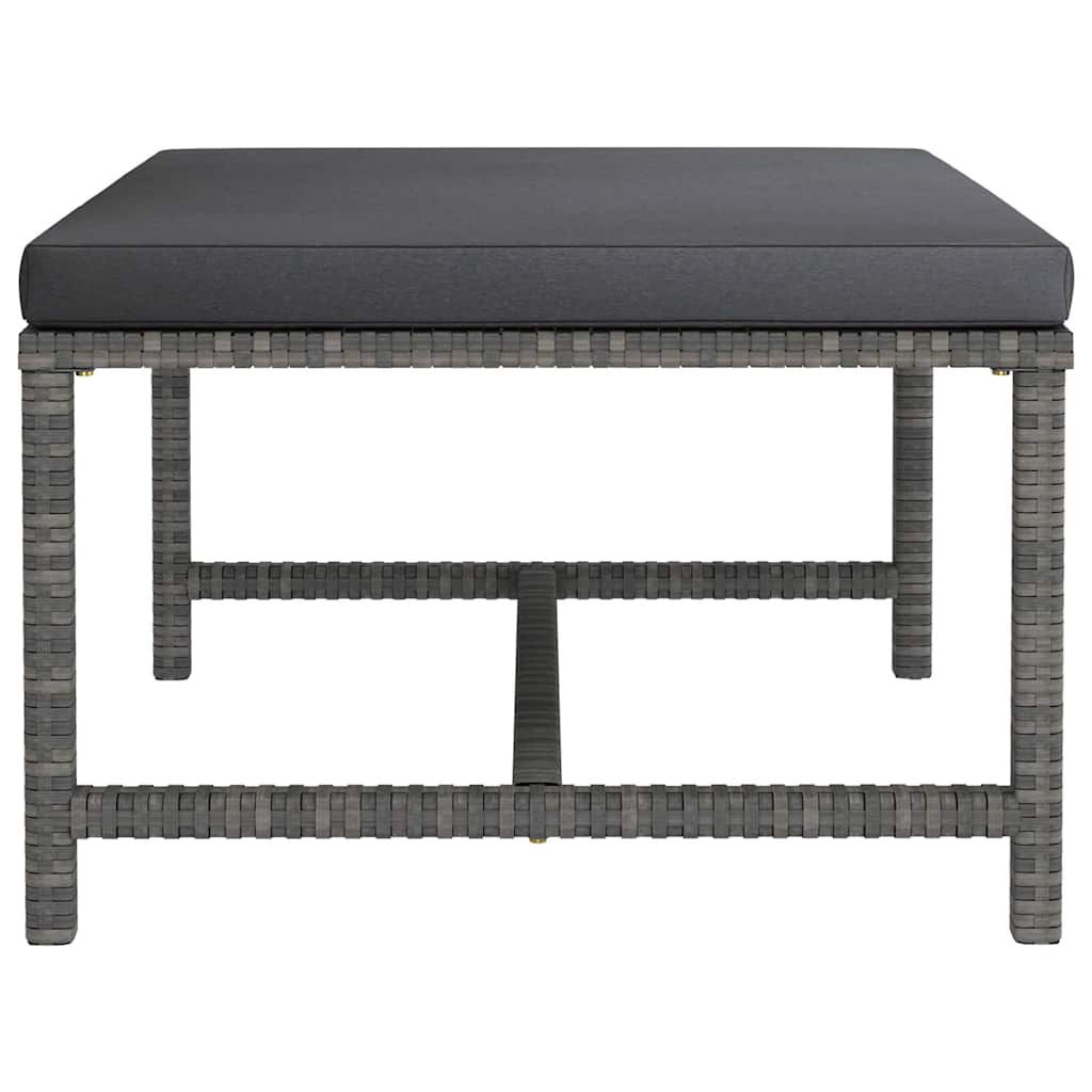 9-tlg. Garten-Lounge-Set mit Kissen Poly Rattan Grau