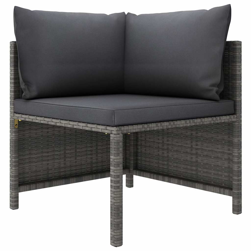 10-tlg. Garten-Lounge-Set mit Kissen Poly Rattan Grau