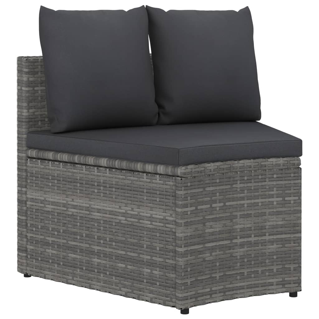 7-tlg. Garten-Sofagarnitur mit Auflagen Poly Rattan Grau