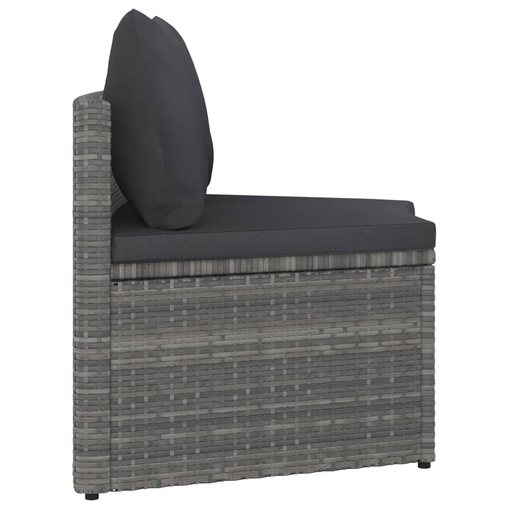7-tlg. Garten-Sofagarnitur mit Auflagen Poly Rattan Grau