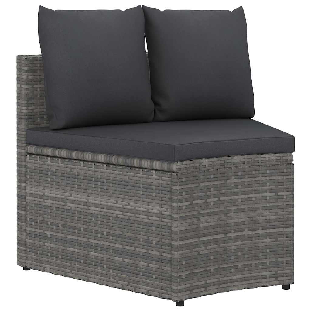 9-tlg. Garten-Sofagarnitur mit Auflagen Poly Rattan Grau