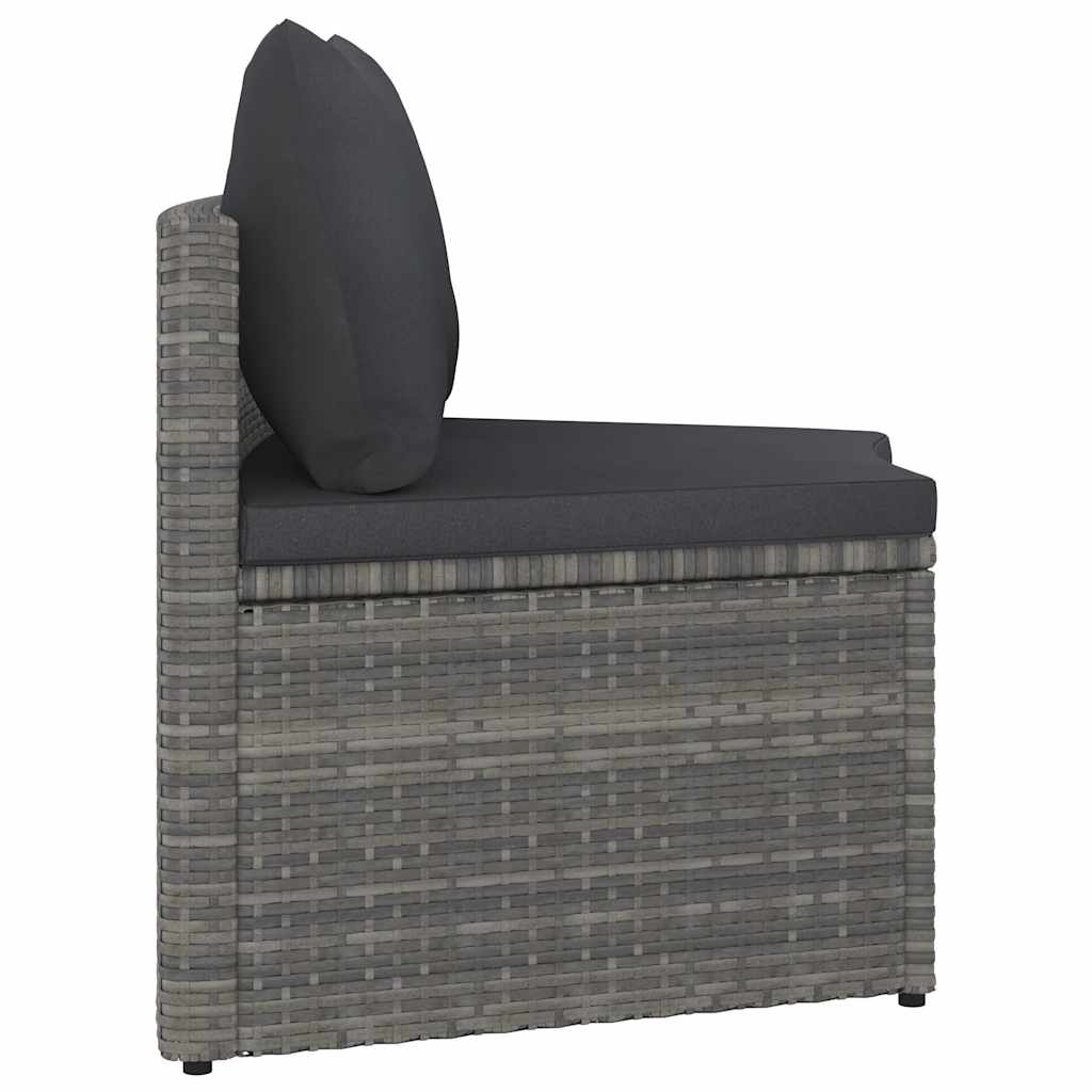 9-tlg. Garten-Sofagarnitur mit Auflagen Poly Rattan Grau