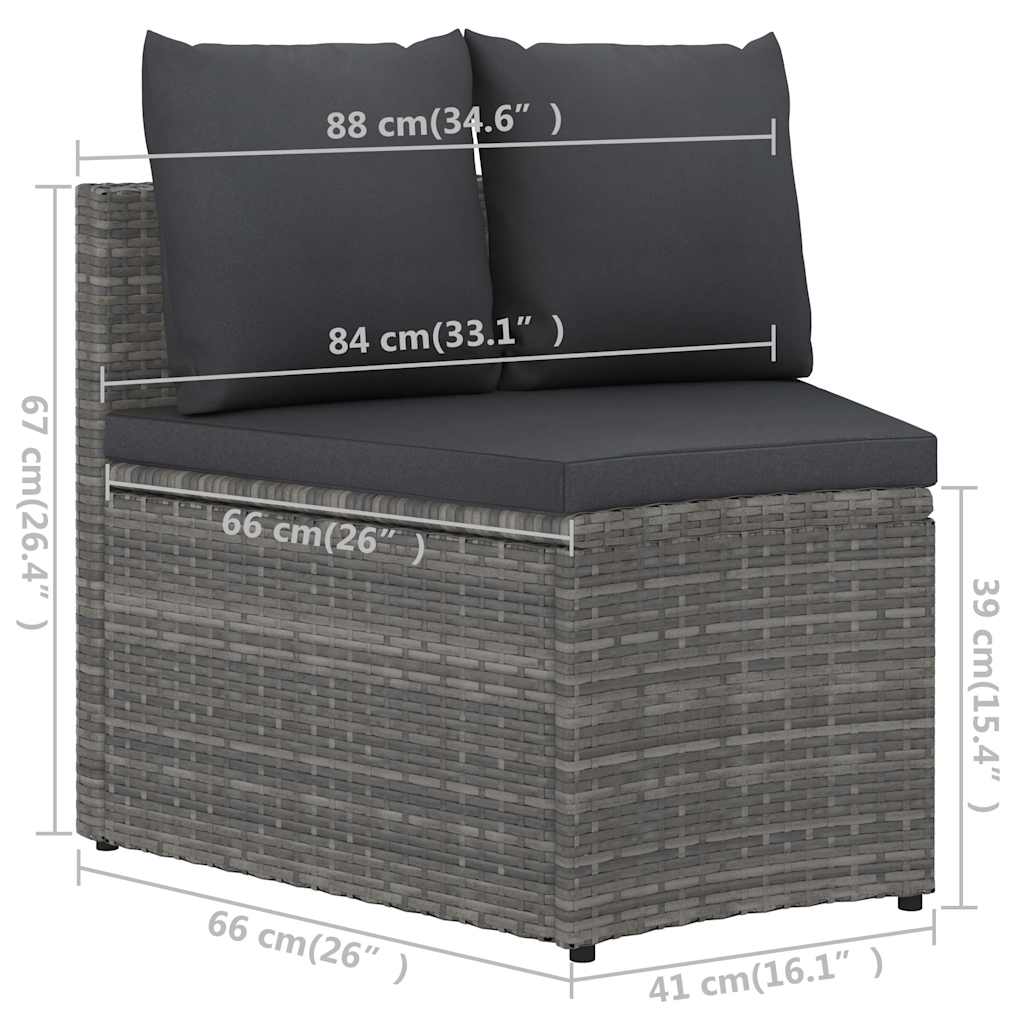 5-tlg. Garten-Sofagarnitur mit Auflagen Poly Rattan Grau