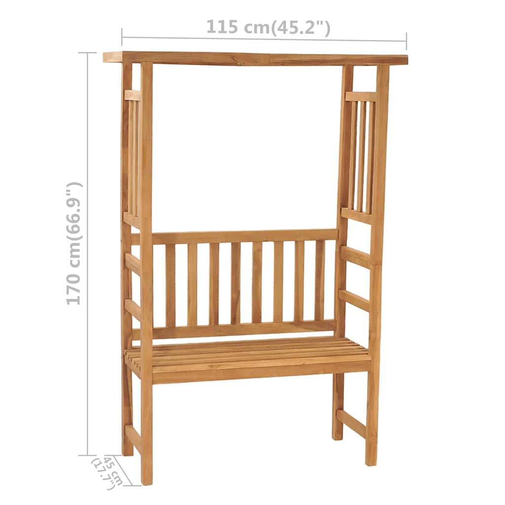 Gartenbank mit Pergola 115 cm Massivholz Teak