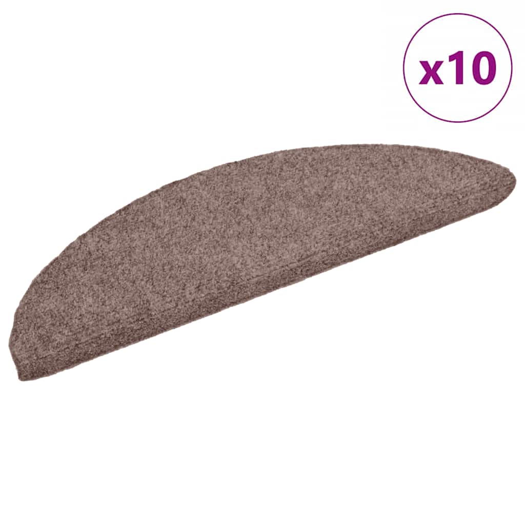 Stair Mats Self-Adhesive 10 pcs 56x17x3 cm Light Brown Semi-Circular