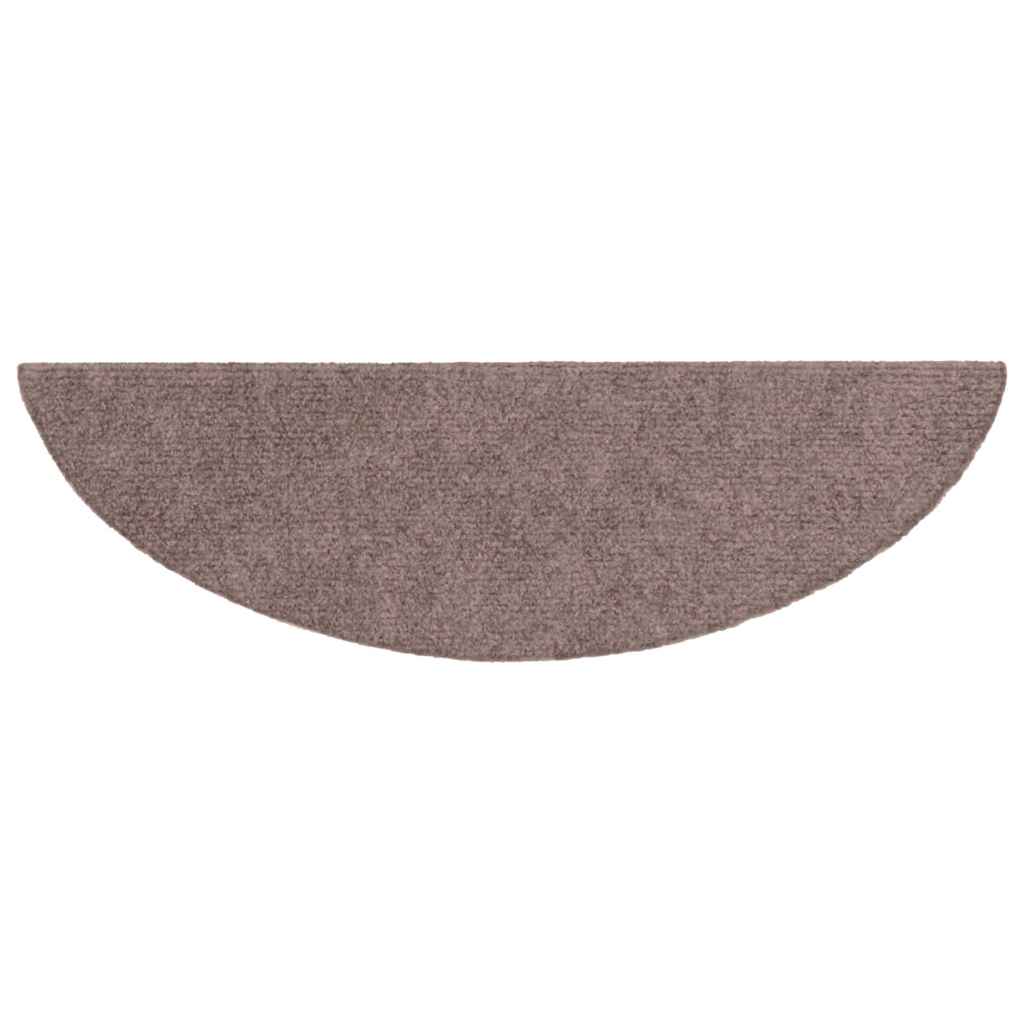 Stair Mats Self-Adhesive 10 pcs 56x17x3 cm Light Brown Semi-Circular