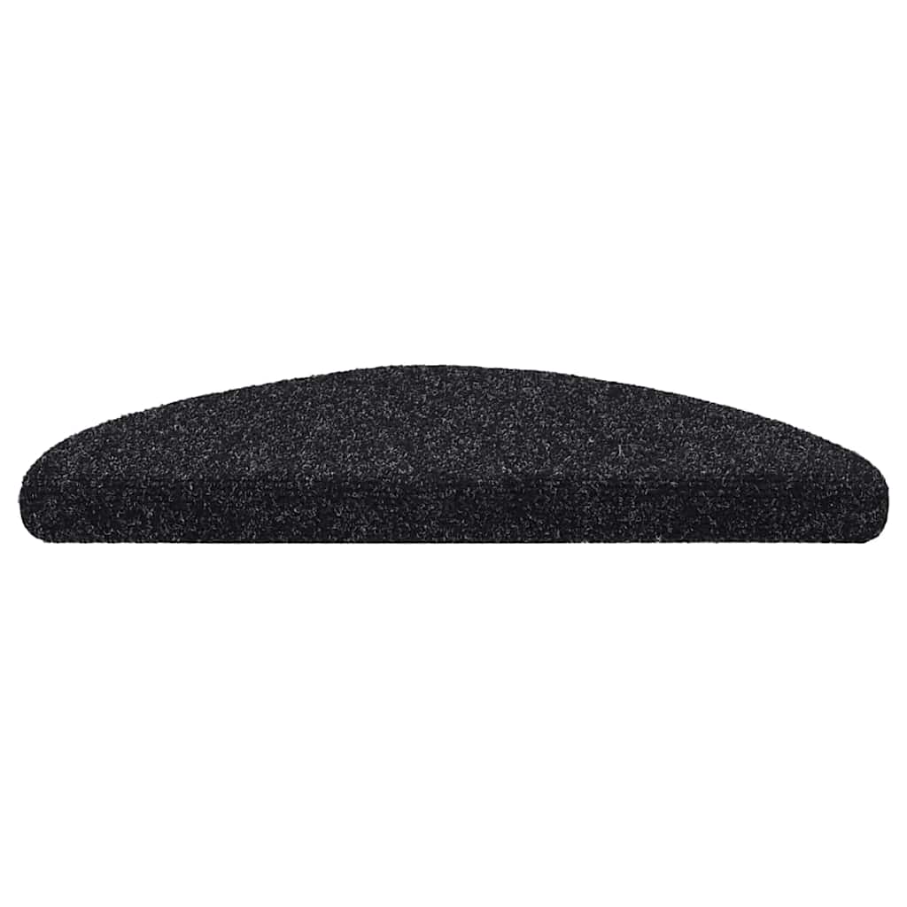 Stair Treads Self-Adhesive 10 Pcs. 56x17x3 cm Black Semi-Circular