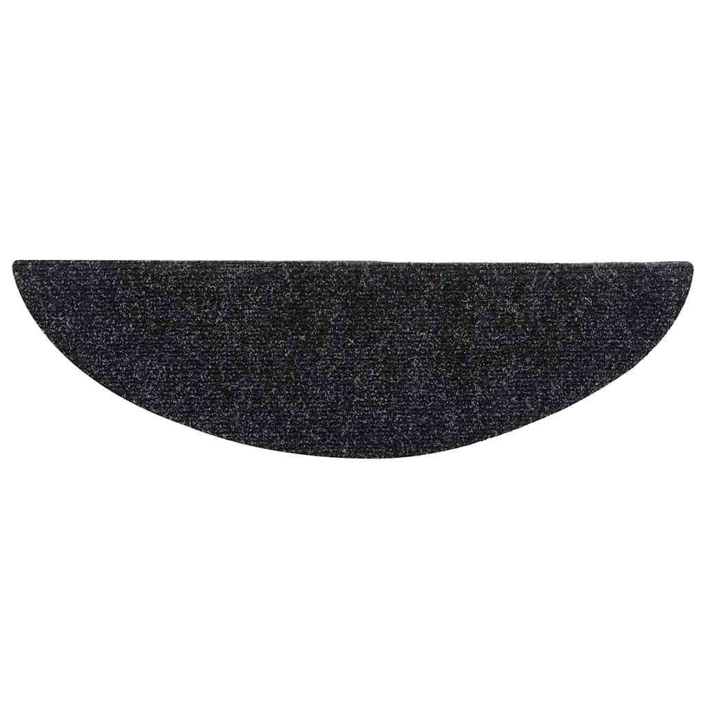 Stair Treads Self-Adhesive 10 Pcs. 56x17x3 cm Black Semi-Circular