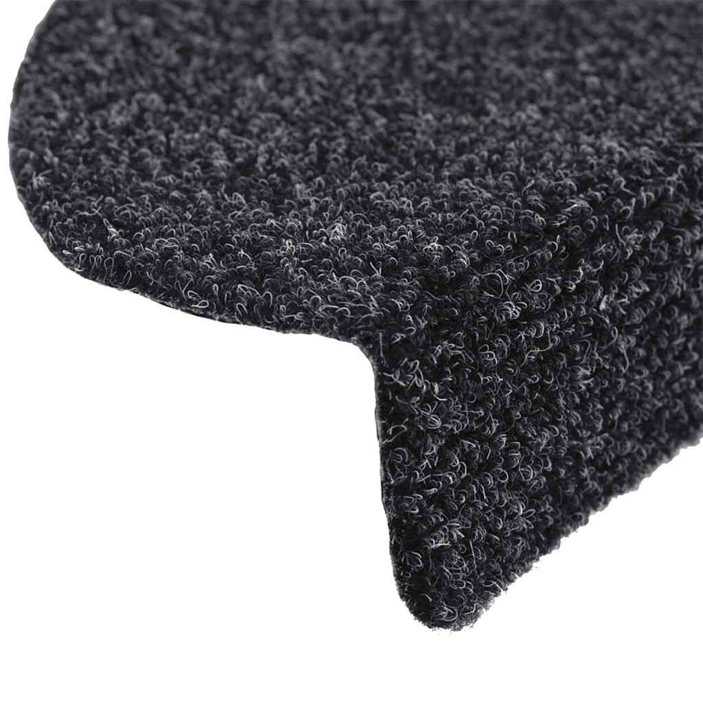 Stair Treads Self-Adhesive 10 Pcs. 56x17x3 cm Black Semi-Circular