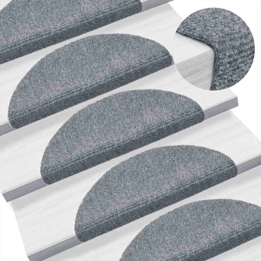 Stufenmatten Selbstklebend 5 Stk. 56x17x3 cm Hellgrau Halbrund