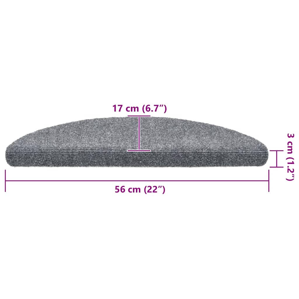 Stufenmatten Selbstklebend 5 Stk. 56x17x3 cm Hellgrau Halbrund