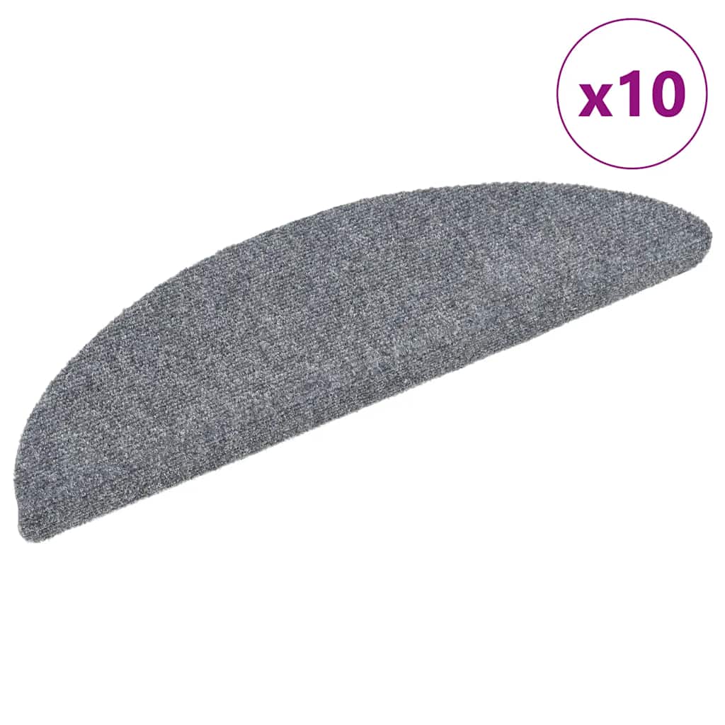 Selbstklebende Treppenmatten 10 Stk. Hellgrau 56x17x3 cm