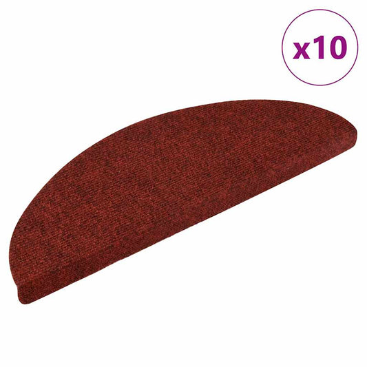 Marches d'escalier auto-adhésives 10 pcs 56x17x3 cm bordeaux semi-rond