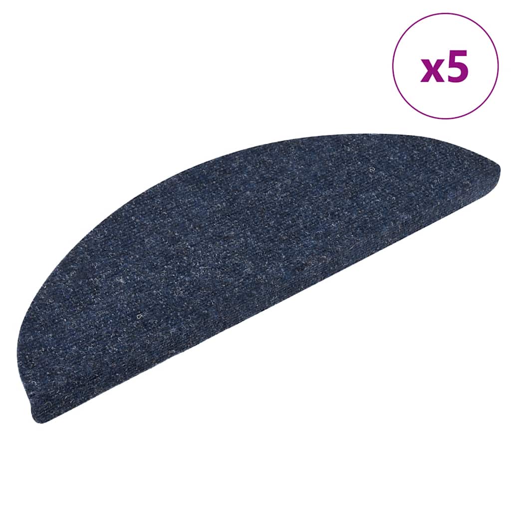 Marches d'escalier auto-adhésives 5 p. 56x17x3 cm Bleu semi-circulaire